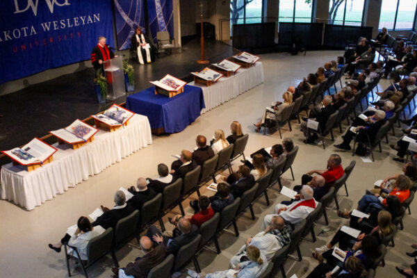 Dakota Wesleyan University welcomed all seven Heritage Edition volumes with a celebratory ceremony and blessing of the volumes on October 9, 2024.