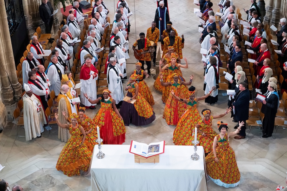 The African Choir of Norfolk performs at the Installation of Archbishop Sarah Mullally. Look closely and you’ll see Rev. Dr. Ross and Mrs. Ross in the very front row.
